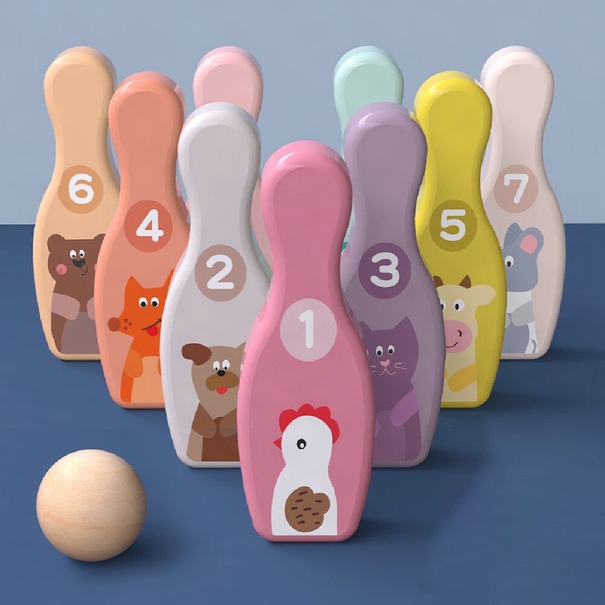 GENERICO - Juego Palitroque De Madera Bowling Números Didáctico Niños