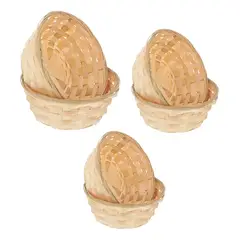 GENERICO - Pack 6 Cesta Panera Tejida Cesta De Pan Pascuas 20x9cm Beige