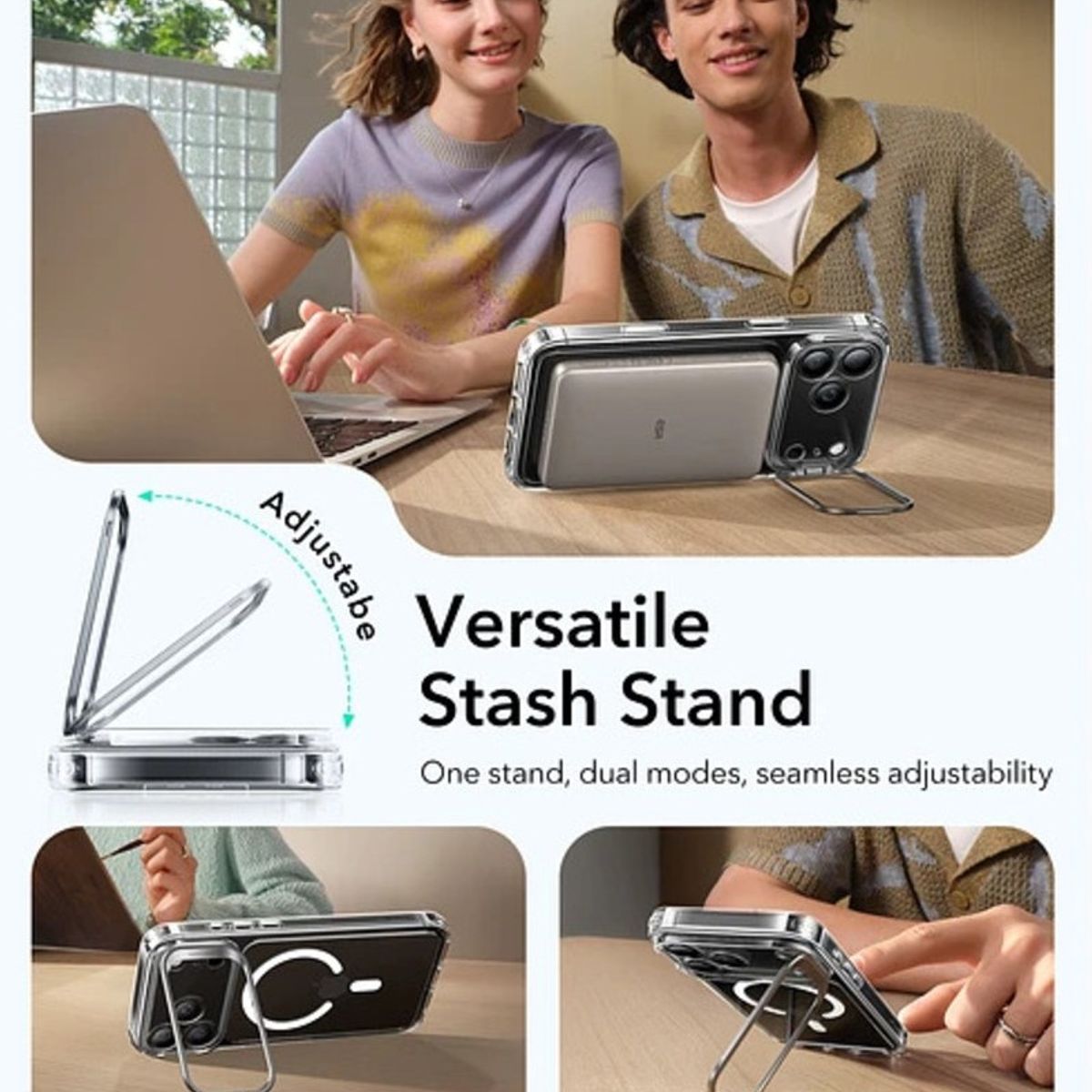 ESR - Carcasa ESR Para iPhone 17 Pro Max Hybrid Stash Stand Rosado