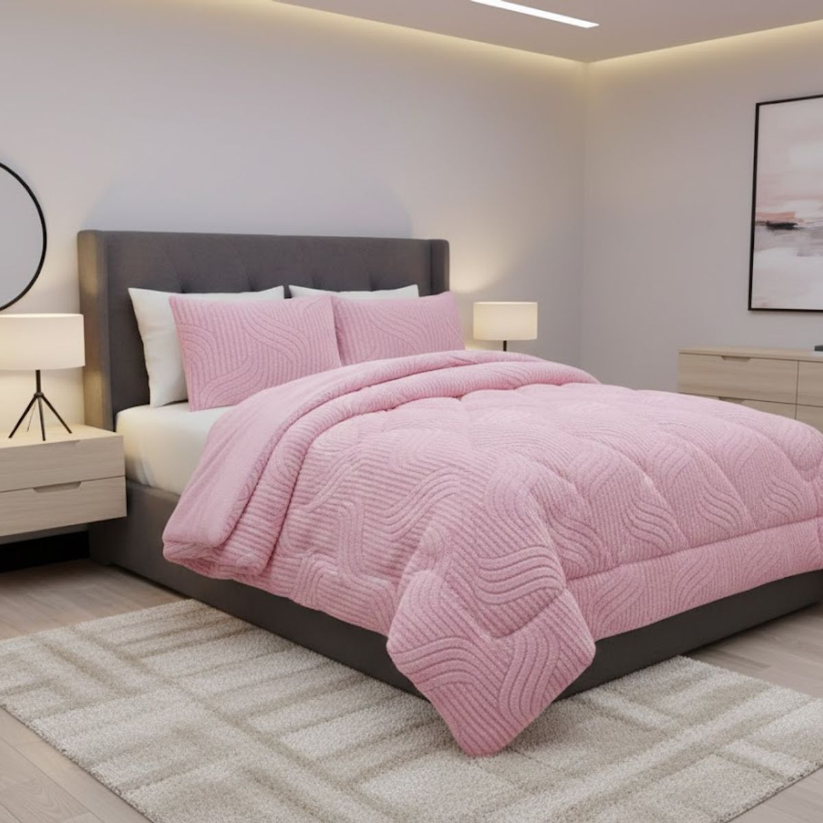 DIANA - COBERTOR DE INVIERNO TEXTURIZADO CON CHIPORRO 1.5 PLAZA UNICOLOR