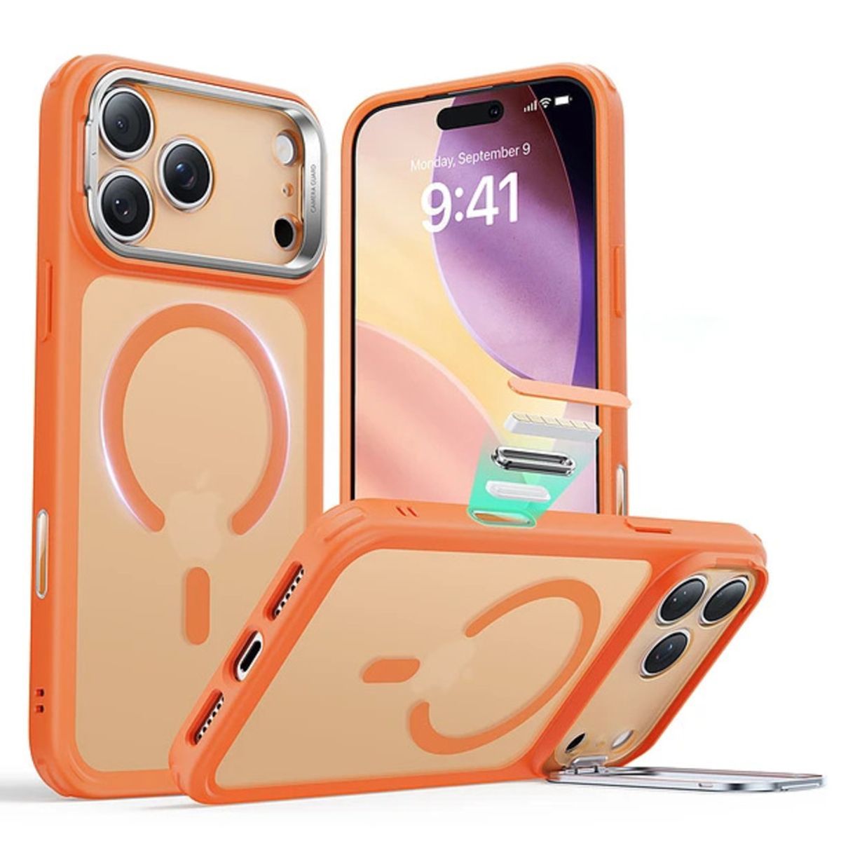 ESR - Carcasa ESR Para iPhone 17 Pro Max Hybrid Stash Stand Naranja
