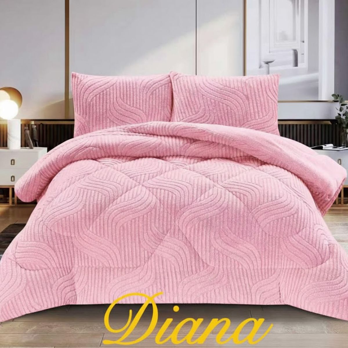 DIANA - COBERTOR DE INVIERNO TEXTURIZADO CON CHIPORRO 2 PLAZA UNICOLOR