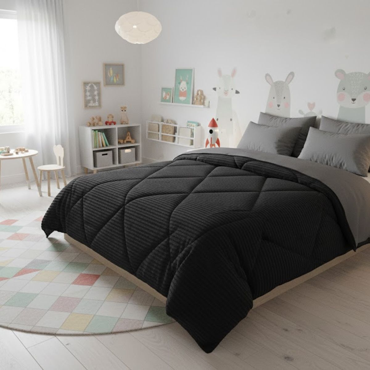 DIANA - COBERTOR DE INVIERNO TEXTURIZADO CON CHIPORRO 2 PLAZA UNICOLOR  DISEÑO LINEAL