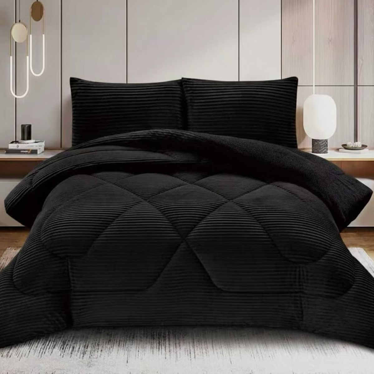 DIANA - COBERTOR DE INVIERNO TEXTURIZADO CON CHIPORRO 2 PLAZA UNICOLOR  DISEÑO LINEAL