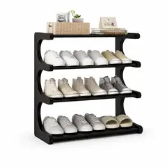 GENERICO - Zapatero Organizador 4 Niveles Negro Multiusos Para Dormitorios