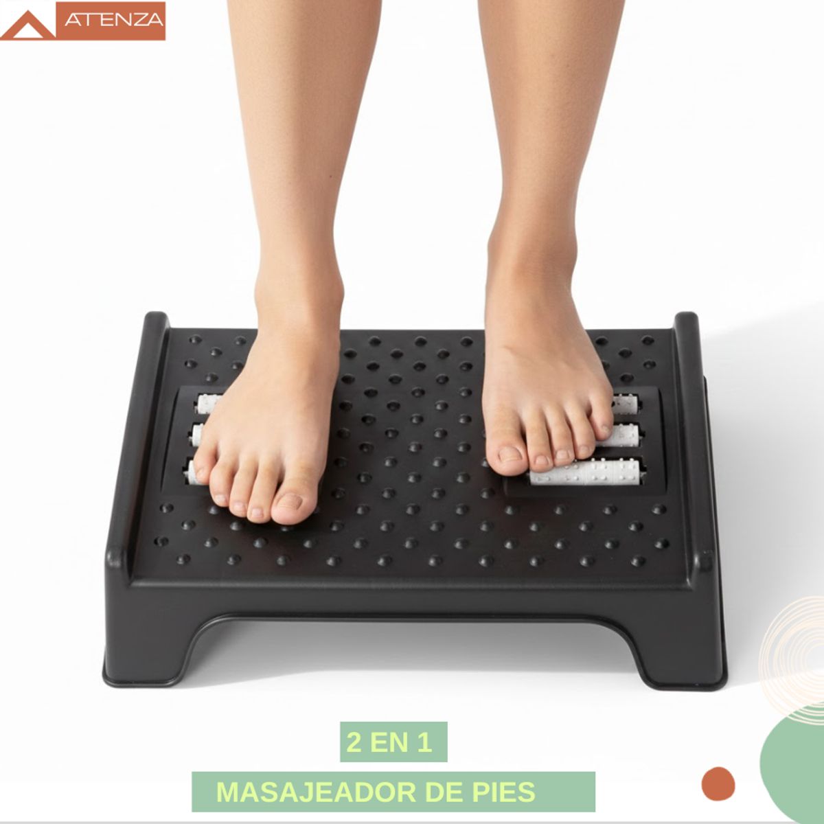 GENERICO - Apoya Pies Masajeador Escritorio Reposapiés 6 Rodillos