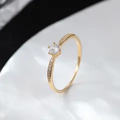 LUX JOYAS - Anillo Plata 925 Baño Oro Solitario Microcircón