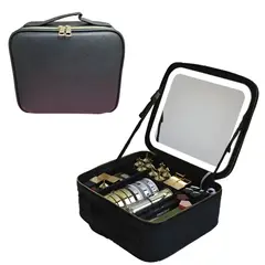 GENERICO - Maleta De Maquillaje Con Espejo Luz Led Organizador Cosmetiquero Negro