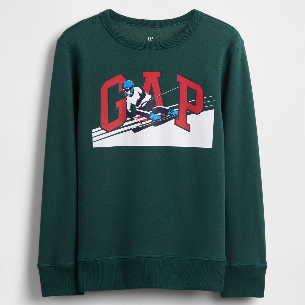 GAP - Polerón Niño Sin Gorro Sin Cierre Logo Crew Verde Gap