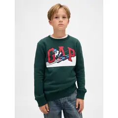 GAP - Polerón Niño Sin Gorro Sin Cierre Logo Crew Verde