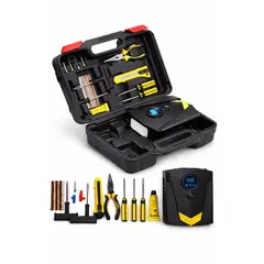 GENERICO - Kit Compresor de Aire Portátil 12V para Auto con Reparación de Neumáticos y Herramientas