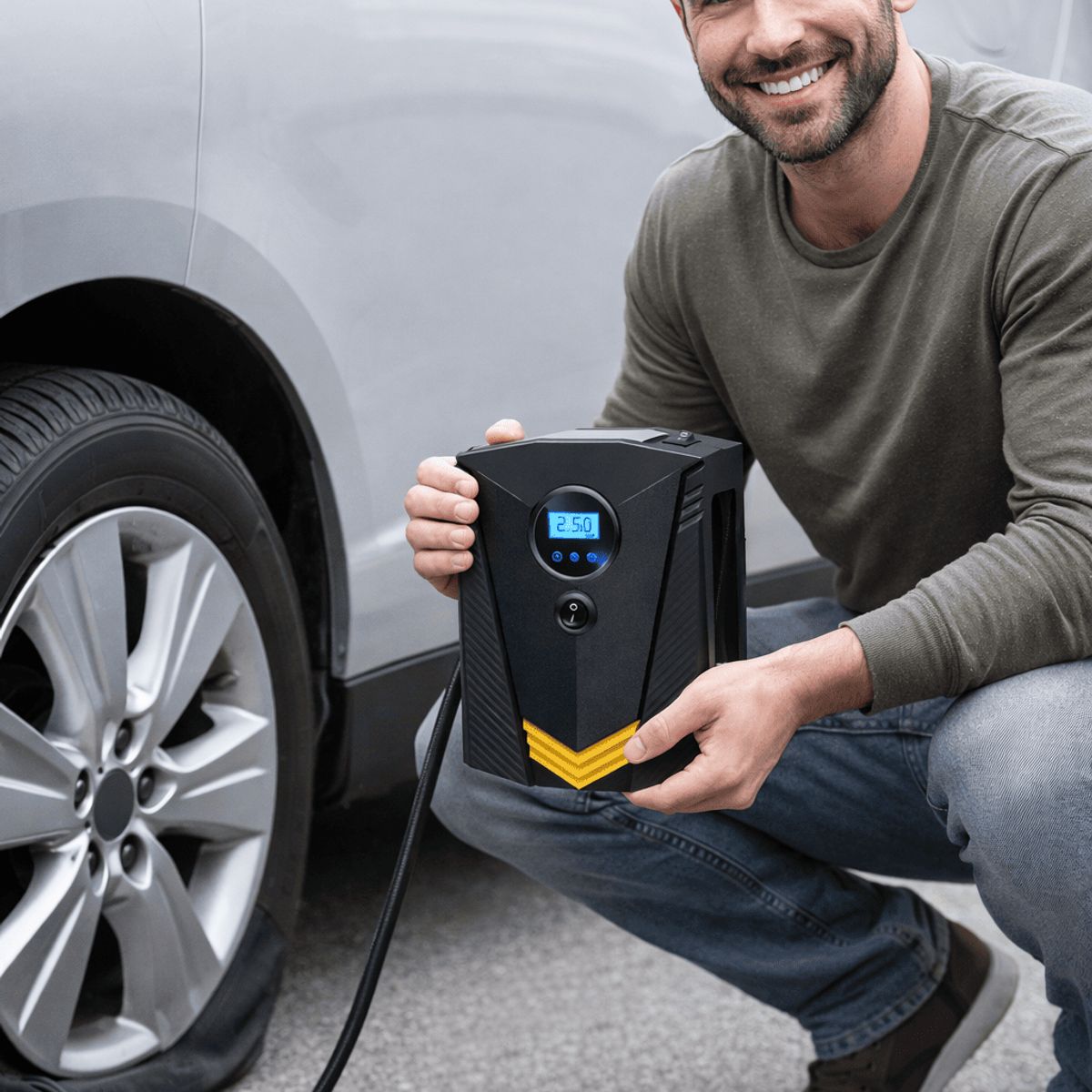 GENERICO - Kit Compresor de Aire Portátil 12V para Auto con Reparación de Neumáticos y Herramientas