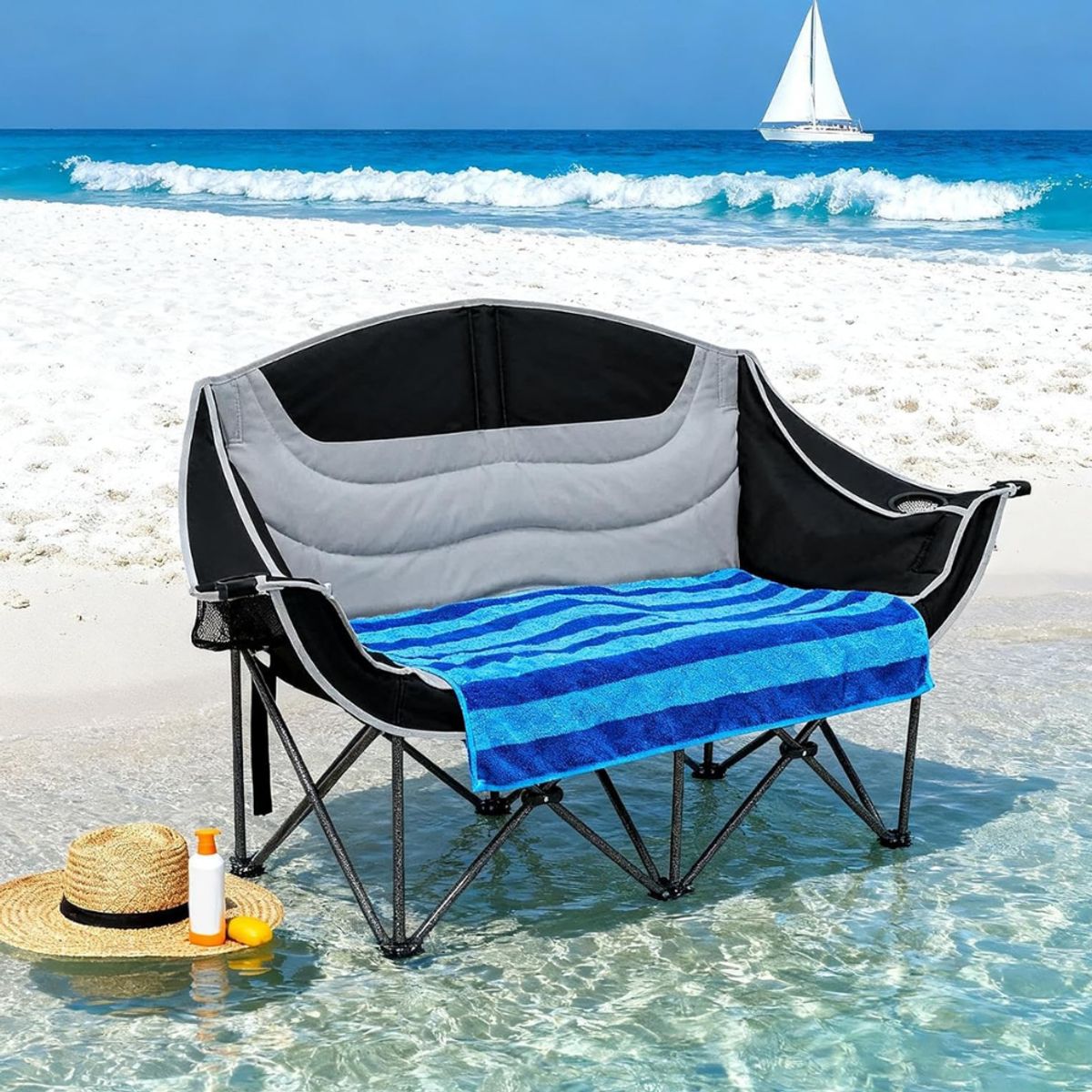 PEQUI - SILLA PARA CAMPING PLAYA DOBLE PLEGABLE CON BOLSO