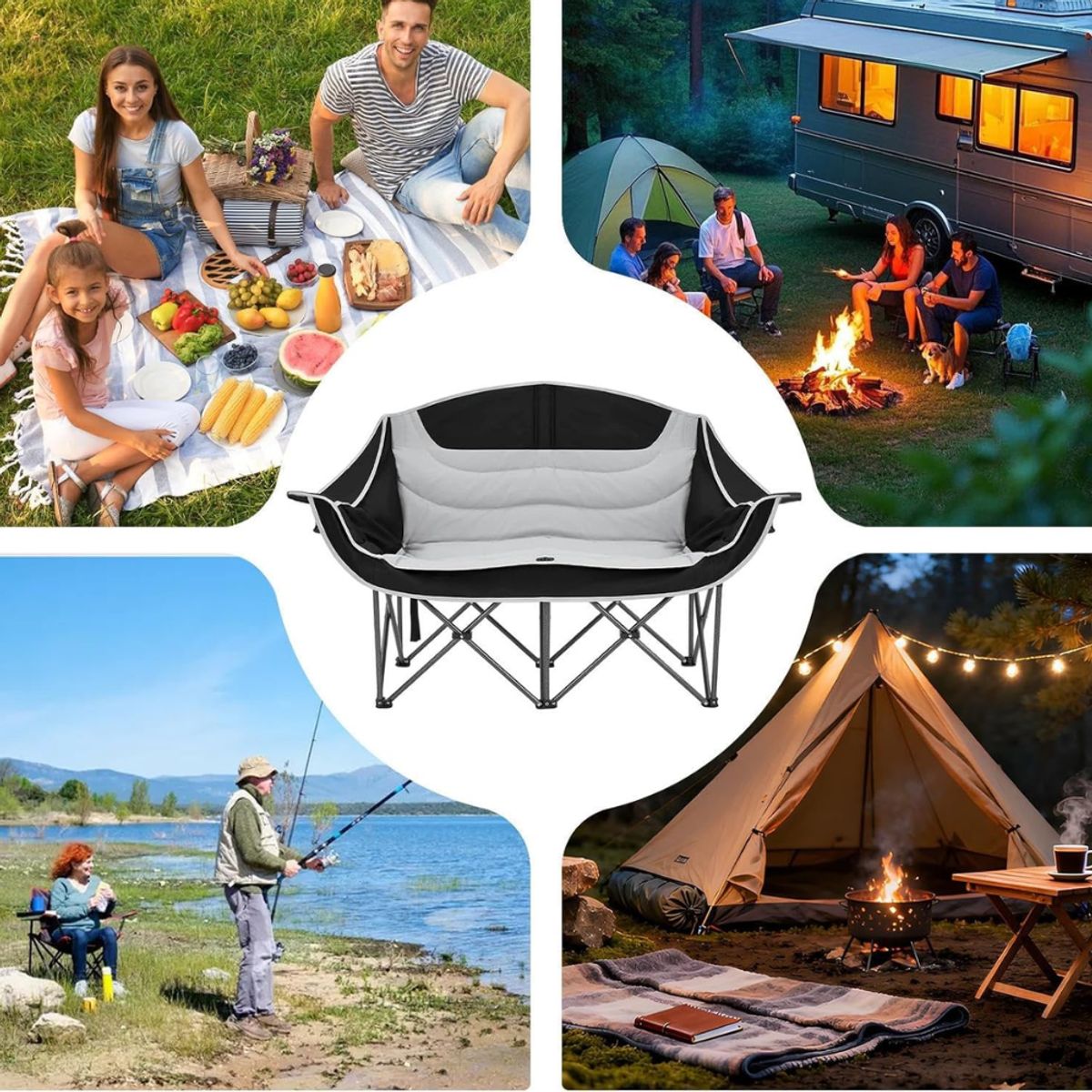 PEQUI - SILLA PARA CAMPINGPLAYA DOBLE PLEGABLE CON BOLSO