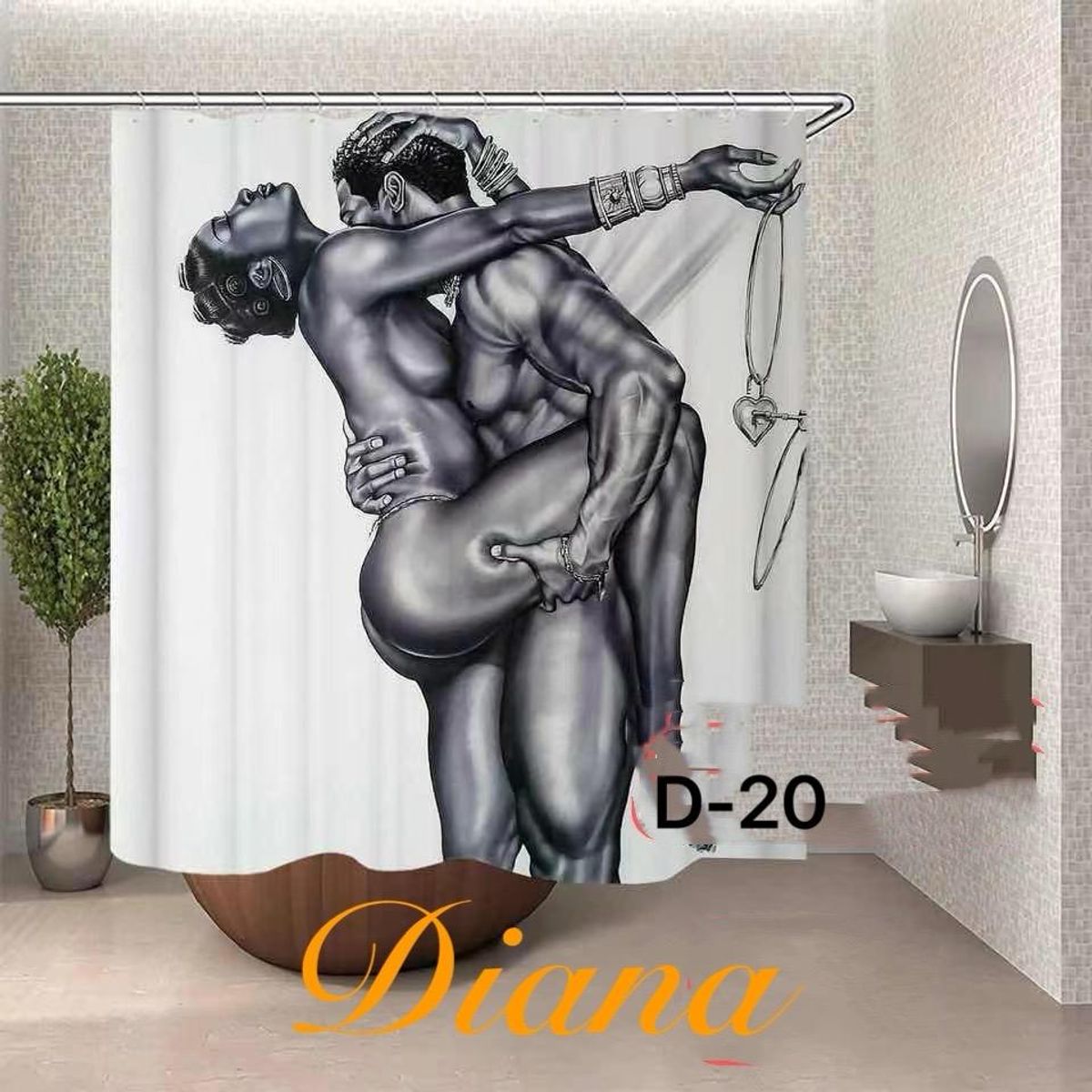 DIANA - CORTINAS DE BAÑO IMPERNEABLES CON ELEGANTES Y MODERNOS DISEÑO SILETAS 180CM X 180VM