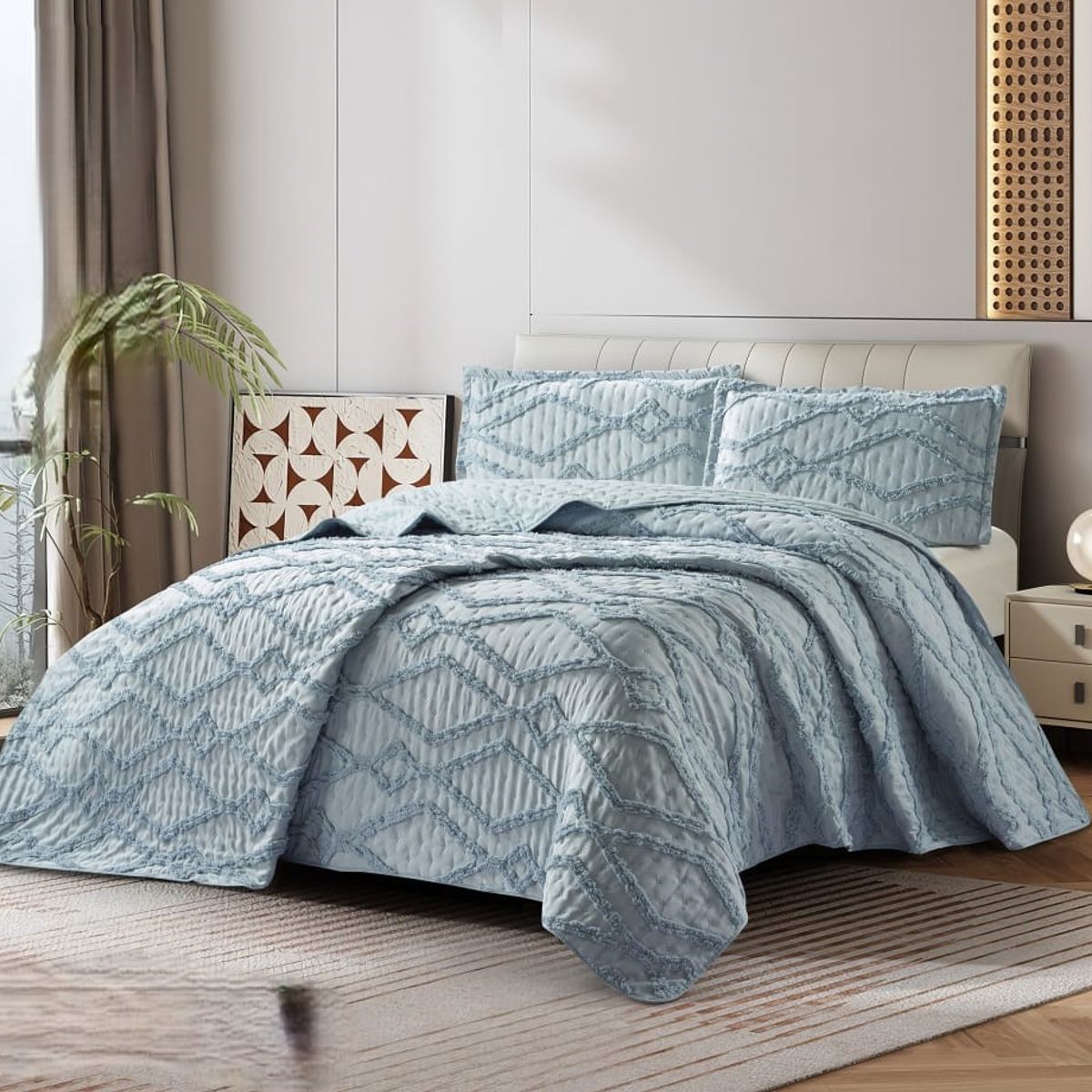 GENERICO - Cobertores Quilts Verano con Bordados en alto relieve técnica Tufting