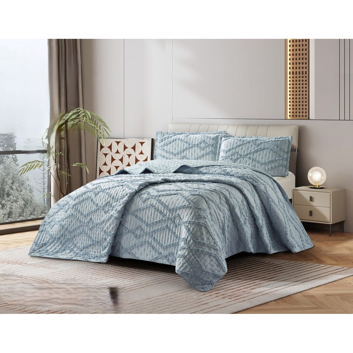 GENERICO - Cobertores Quilts Verano con Bordados en alto relieve técnica Tufting