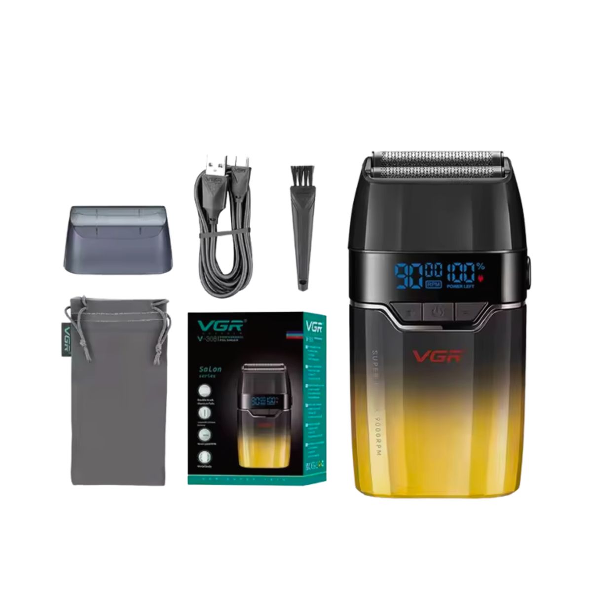 VGR - Afeitadora Profesional Shaver Vgr V-308 De 9000 Rpm Dorado