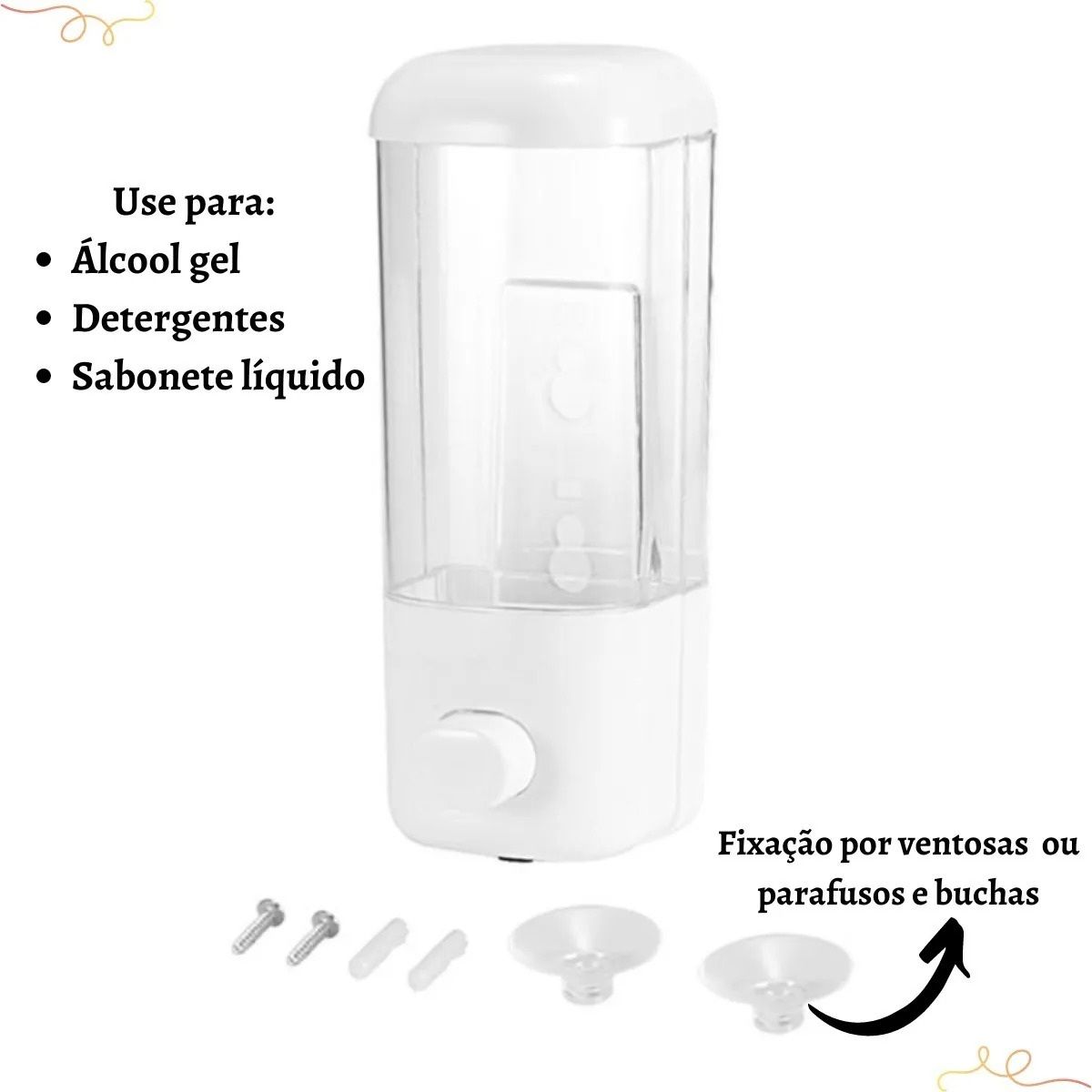 GENERICO - Dispensador de jabón líquido en gel con alcohol, 500 ml