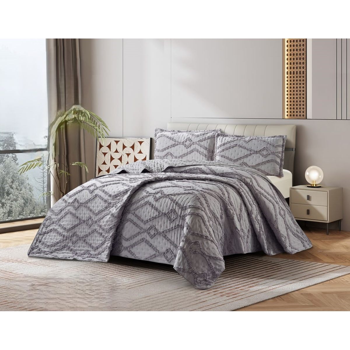 GENERICO - Cobertores Quilts Verano con Bordados en alto relieve técnica Tufting