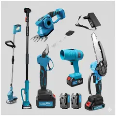 MOVI - Kit Jardinería 6 en 1 Multifuncional Orilladora Motosierra Sopladora Telescópico