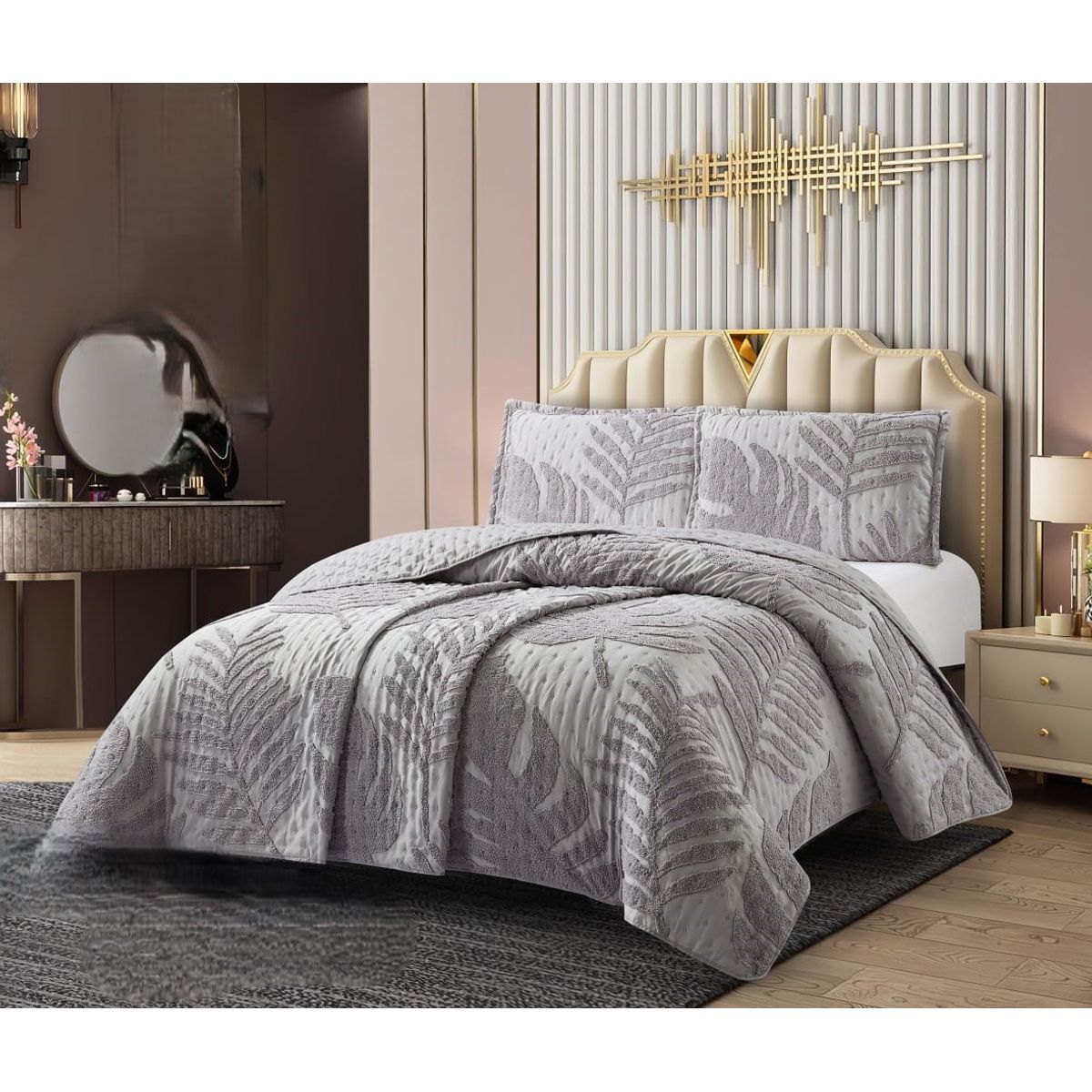 GENERICO - Cobertores Quilts Verano con Bordados en alto relieve técnica Tufting