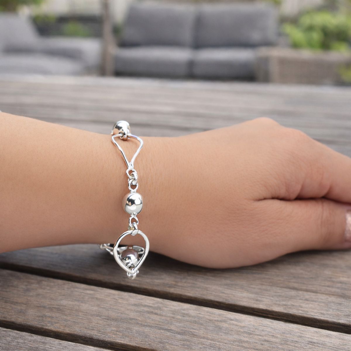 JOYAS MYTOKE - Pulsera Bolita Oval Plata Fina 950 Mujer Elegante