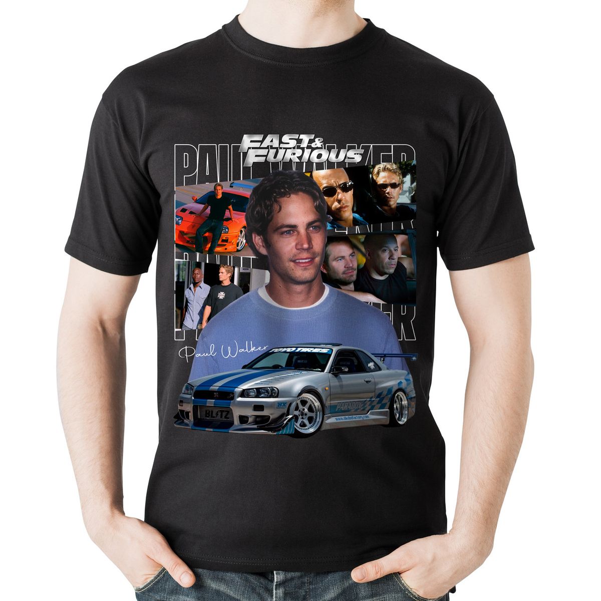 ROLY - Polera Paul Walker R34 Rápido y Furioso JDM Auto - Algodón