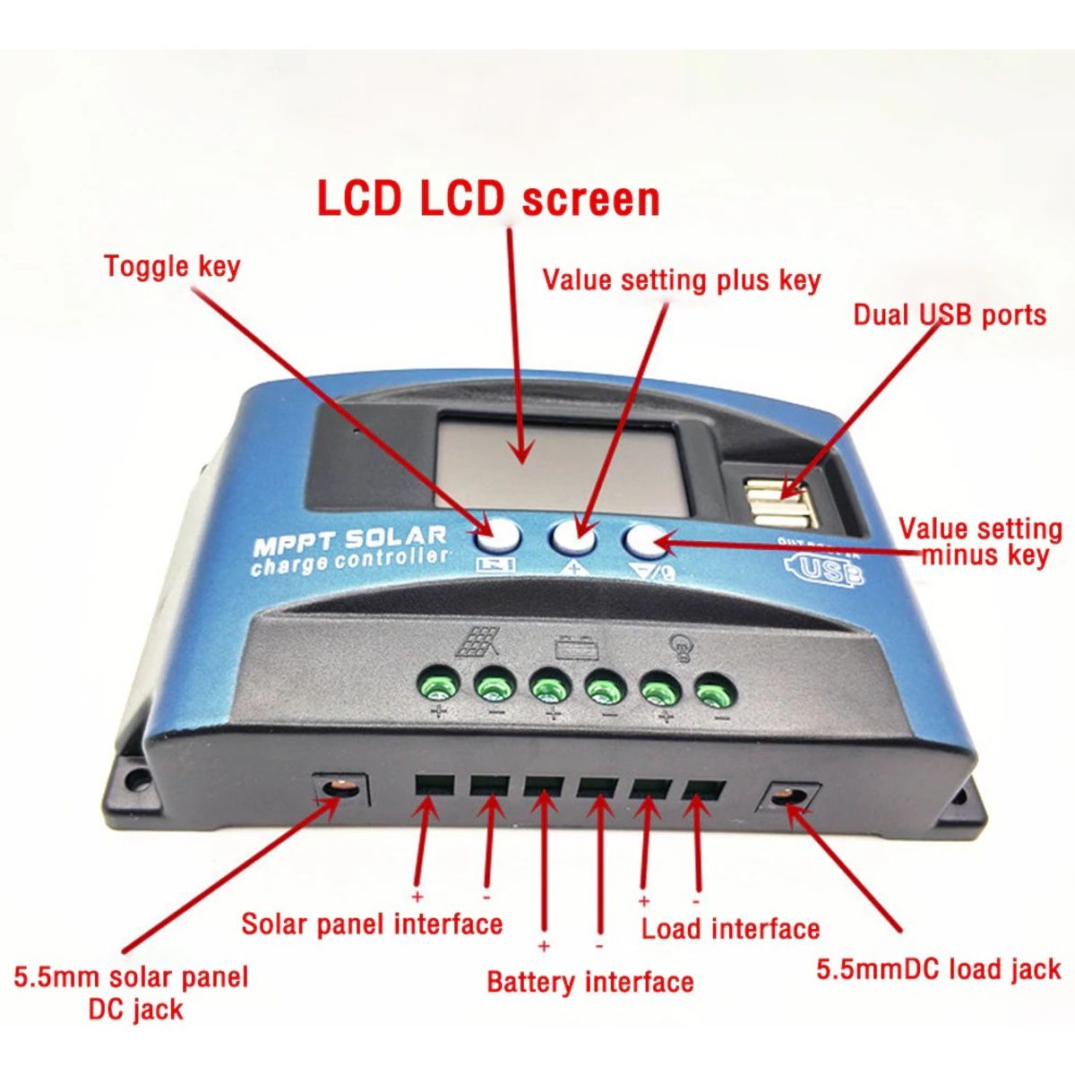 GENERICO - Regulador De Carga Solar Digital 12v 24v 50a 2 Usb  003272 003272 B12