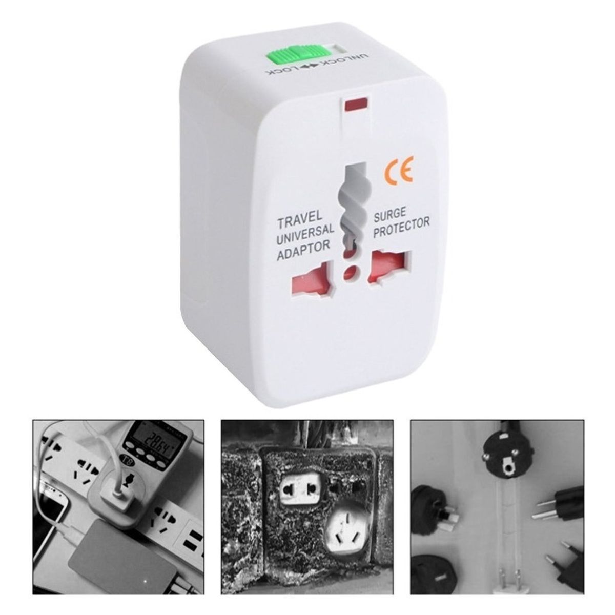 GENERICO - Pack 3 Adaptador Enchufe Universal Viajero Internacional