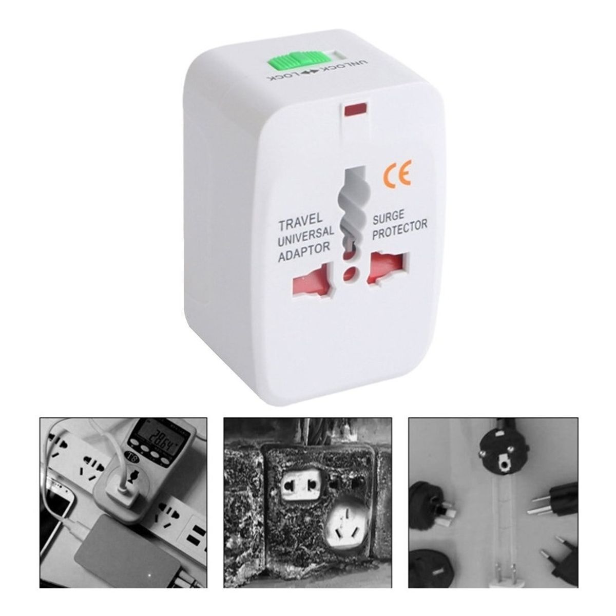 GENERICO - Pack 3 Adaptador Enchufe Universal Viajero Internacional