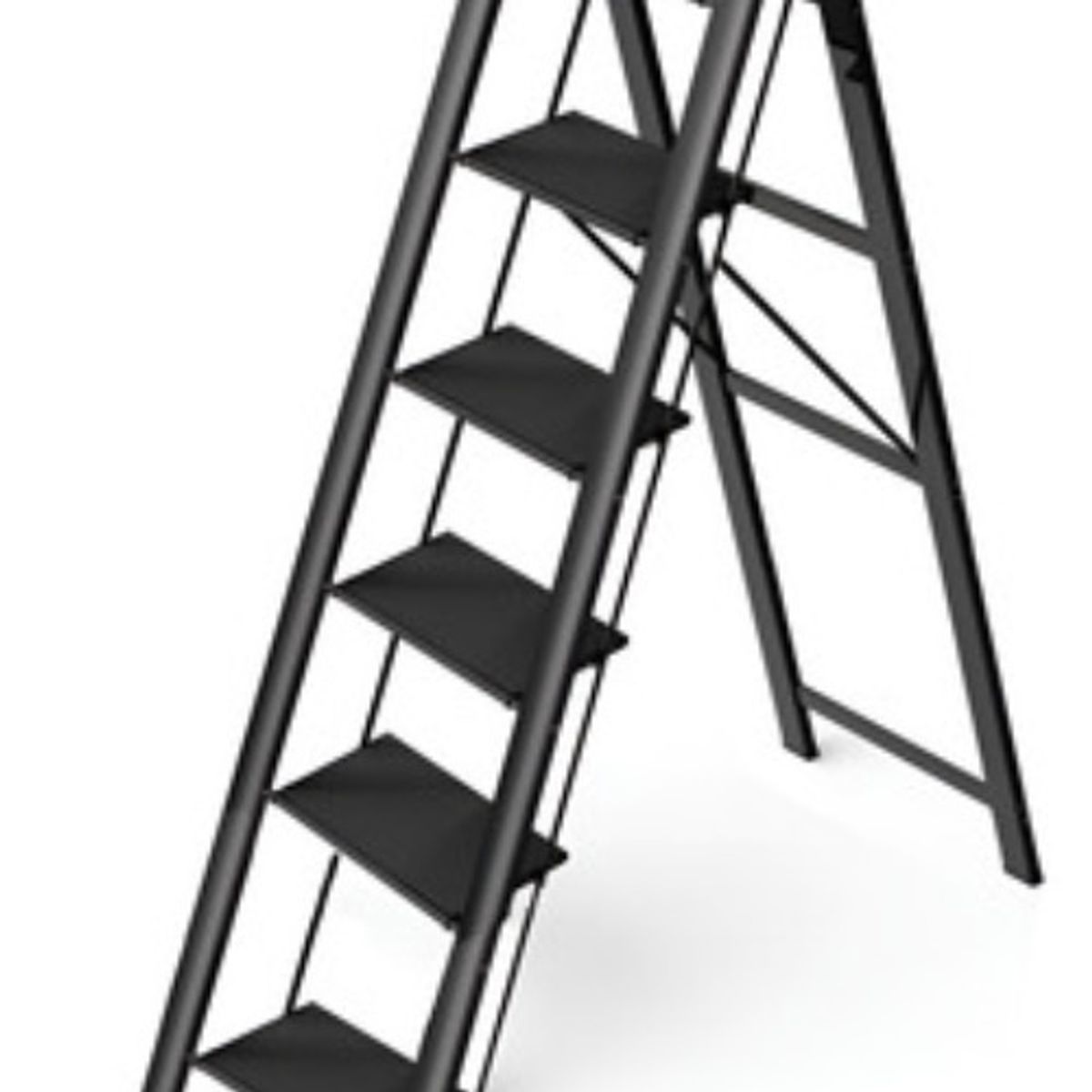 GENERICO - Escalera Banqueta Plegable 7 Escalones Aluminio Soporte Negro