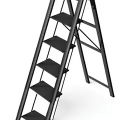 GENERICO - Escalera Banqueta Plegable 7 Escalones Aluminio Soporte Negro