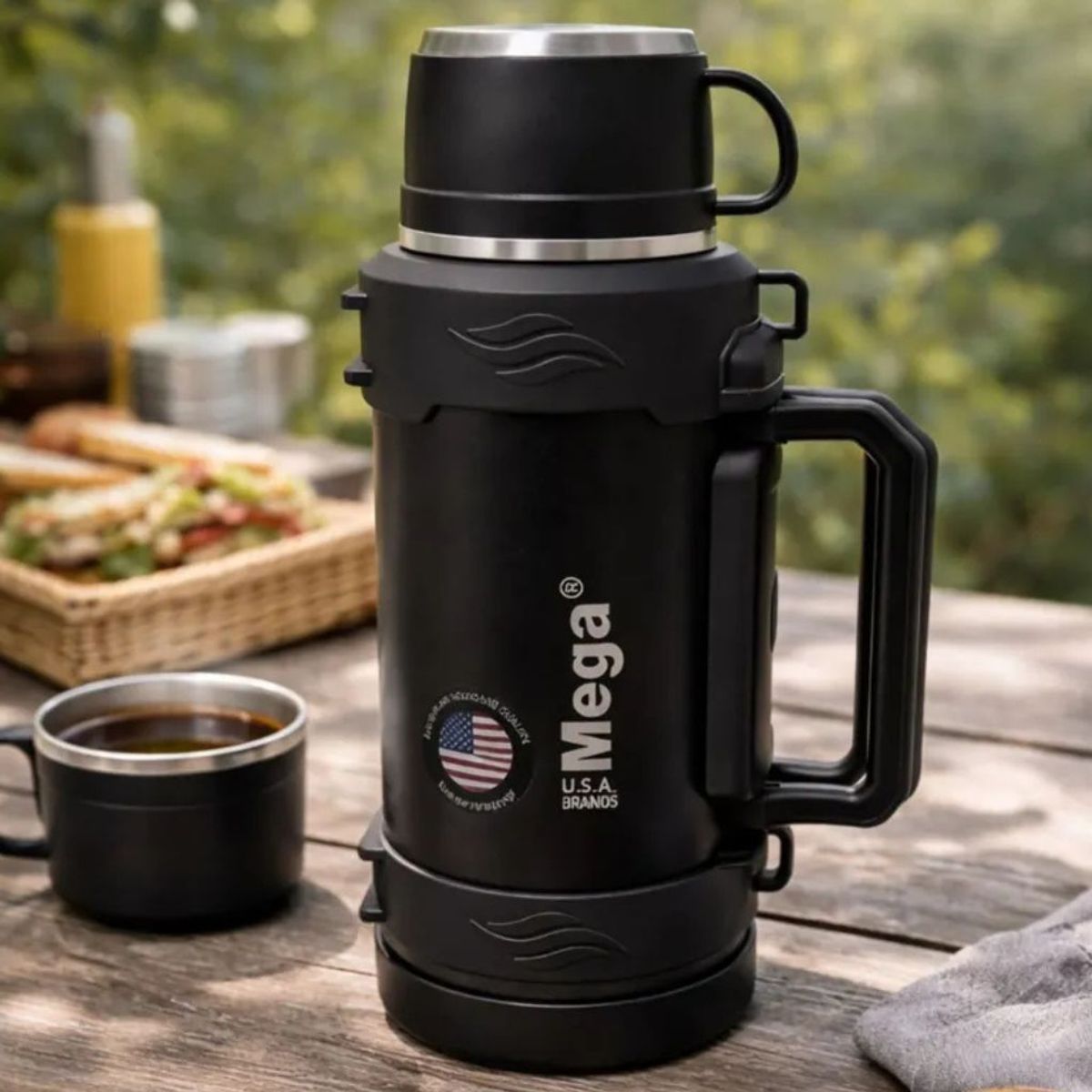 MEGA - Termo Acero Inoxidable 1.7l Mega Infinity Con Tapa Tipo Taza Negro