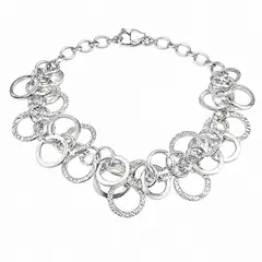 JOYAS MYTOKE - Pulsera Exclusiva Hermosa de Plata Fina 925 Texturas Femenina