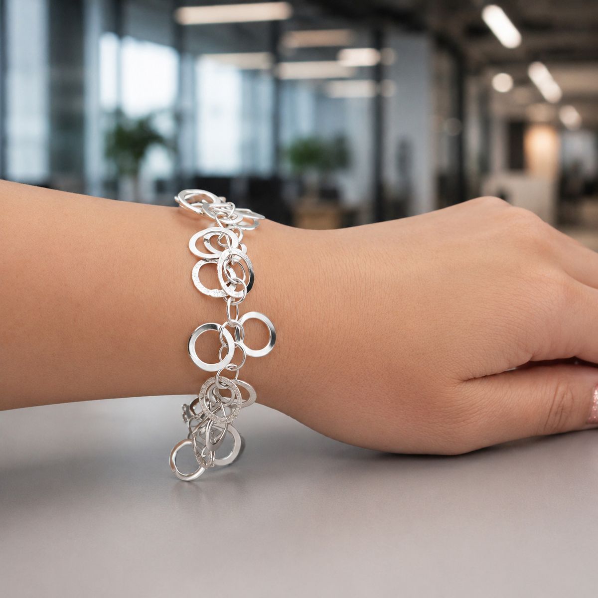 JOYAS MYTOKE - Pulsera Exclusiva Hermosa de Plata Fina 925 Texturas Femenina