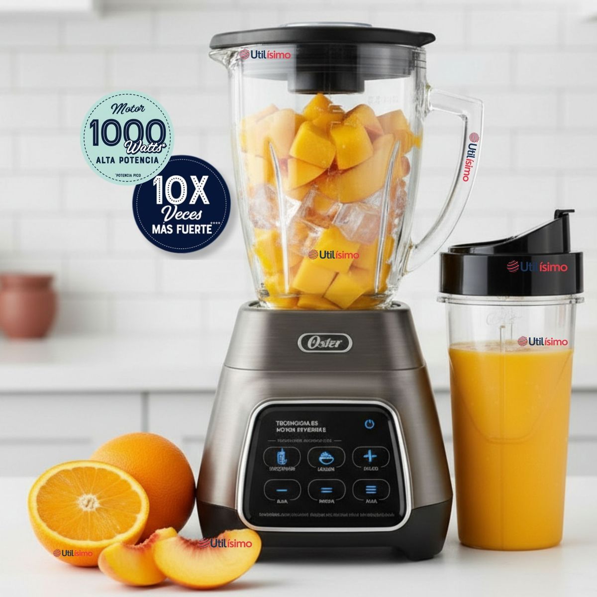 OSTER - Licuadora Oster® programas automáticos tecnología reversible,táctil y vaso BLend-N-Go BLSTPYG1312XBG