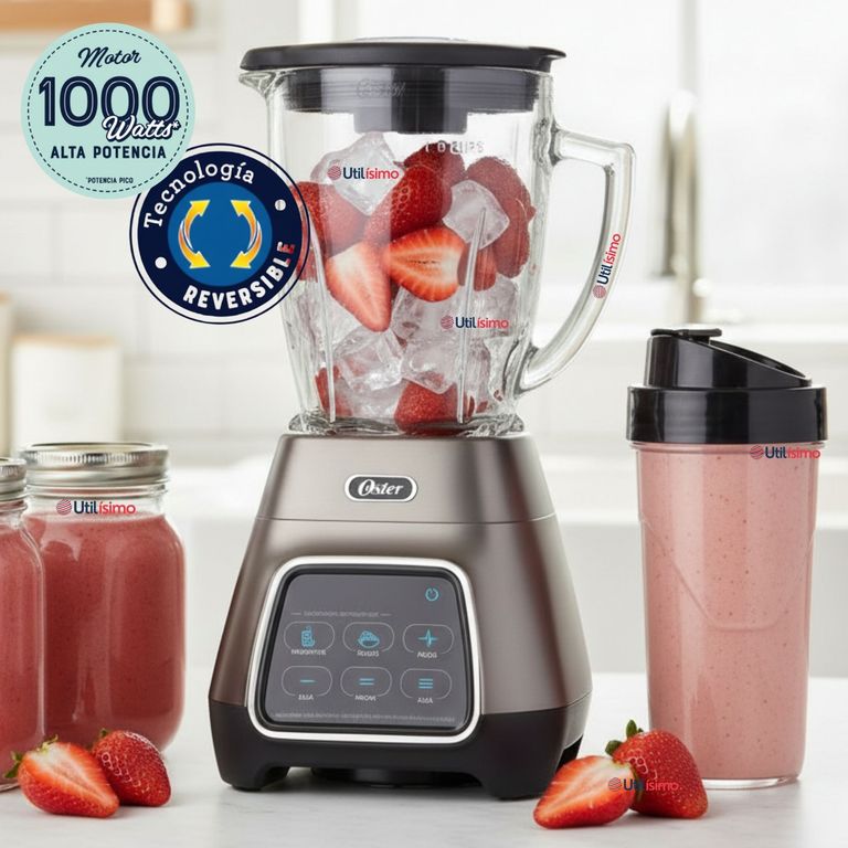 OSTER Licuadora Oster® programas automáticos tecnología reversible,táctil y vaso BLend-N-Go BLSTPYG1312XBG