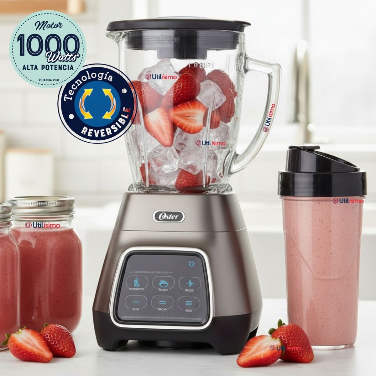 OSTER - Licuadora Oster® programas automáticos tecnología reversible,táctil y vaso BLend-N-Go BLSTPYG1312XBG