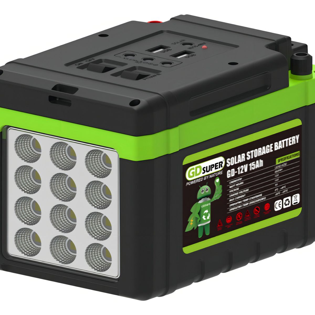 GENERICO - Batería Qp 12v 15ah Energía Solar Usb 5v Plomo Acido Lintern