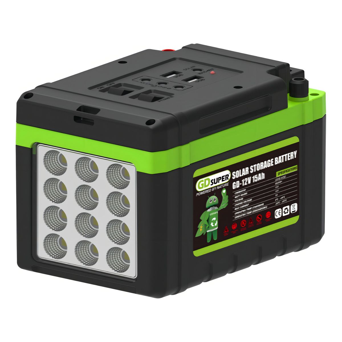 GENERICO - Batería Qp 12v 15ah Energía Solar Usb 5v Plomo Acido Lintern