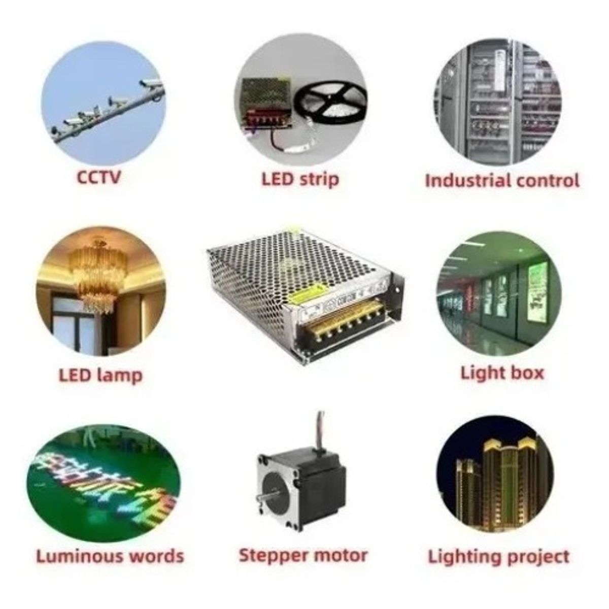GENERICO - Fuente de Poder Mass 12V 15A 180W Entrada 110-220V Tira Led