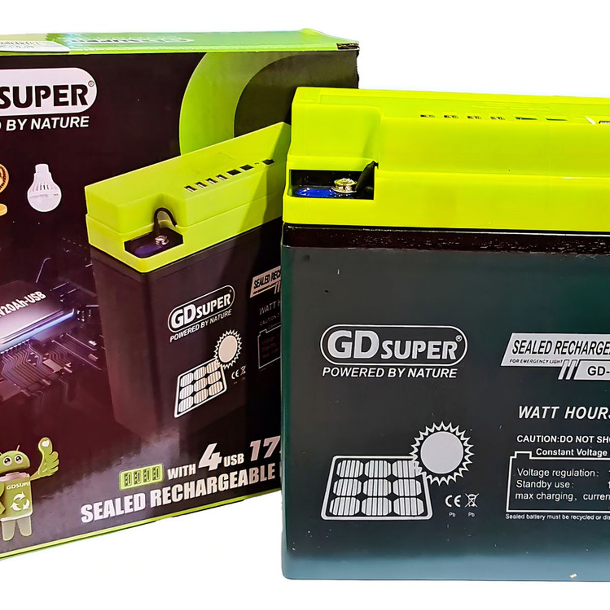 GENERICO - Batería Ciclo Profundo Qp Gel 12v 20ah X4 Usb Energía Solar