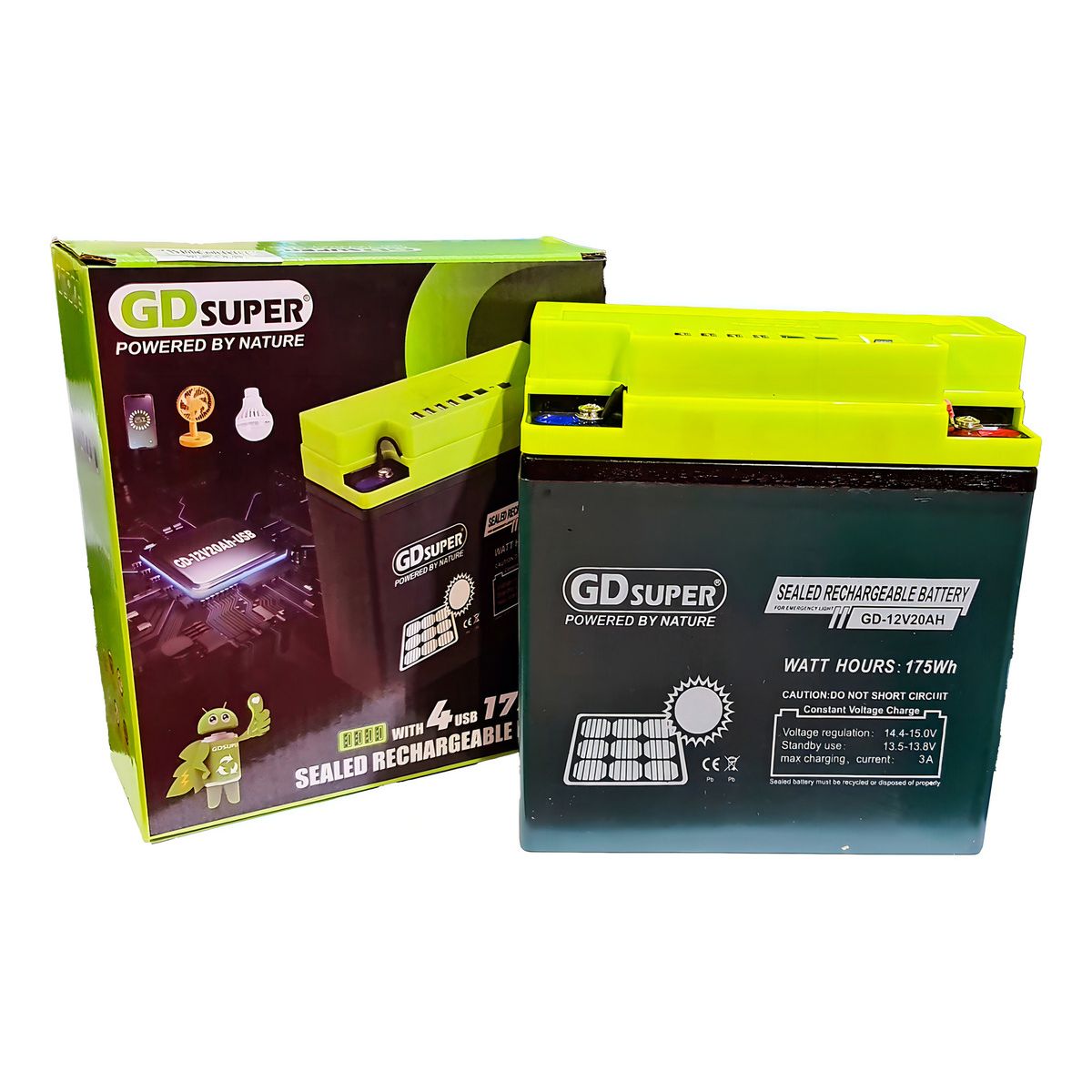 GENERICO - Batería Ciclo Profundo Qp Gel 12v 20ah X4 Usb Energía Solar