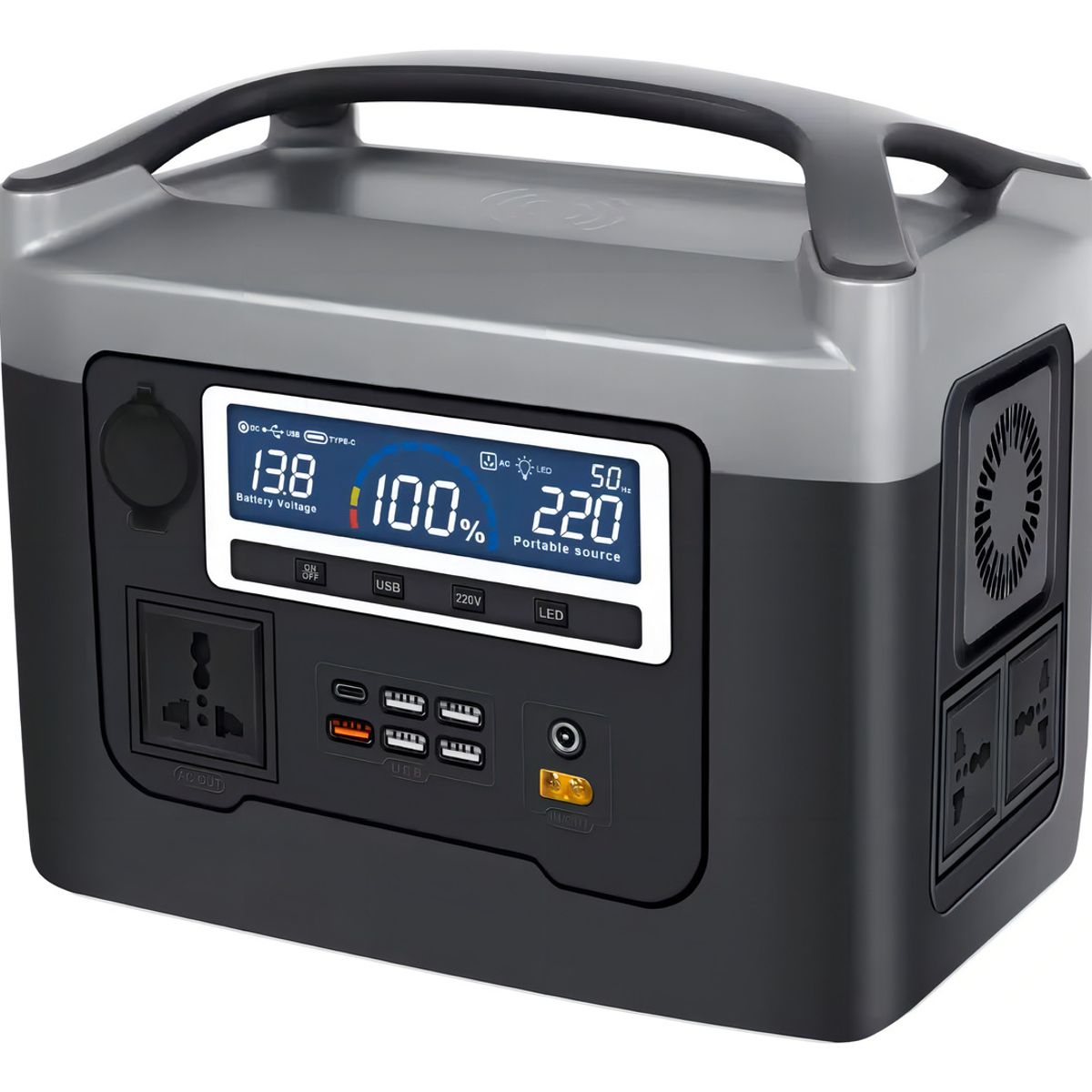 GENERICO - Generador De Energía Portátil Eléctrico Solar 600w 640wh