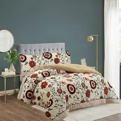 GENERICO - PLUMON CON CHIPORRO PLUSH DISEÑO BEIGE FLORES ELEGANTE 2 PLAZAS GSOL