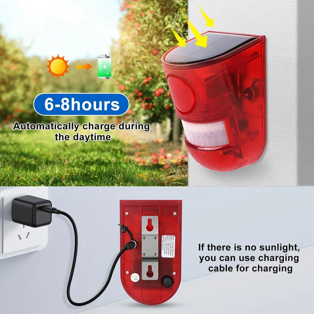 MOVI - Alarma Solar 129 dB Sensor Movimiento Impermeable Exterior