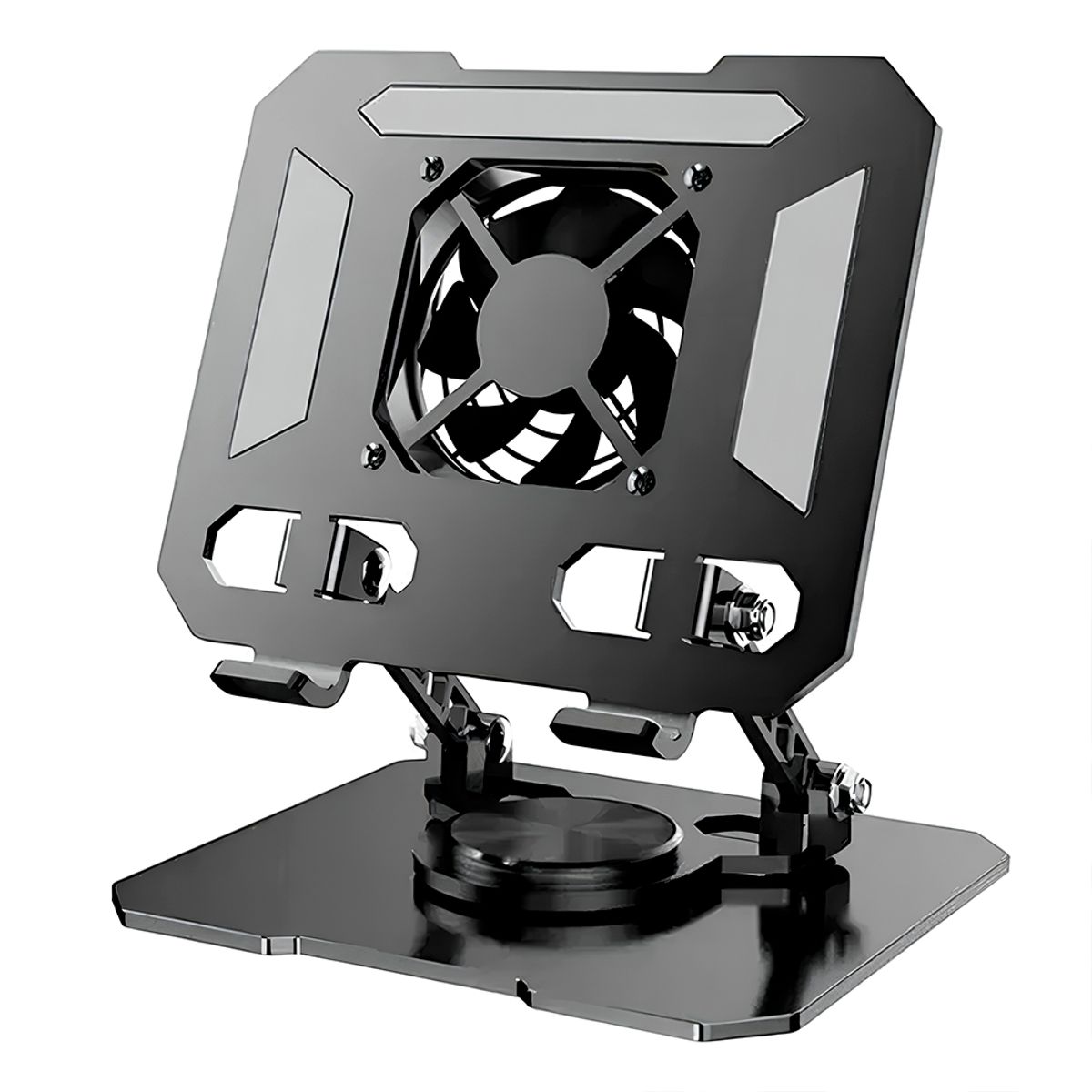 IRM - Soporte Para Laptop Notebook Y Tablet De Aluminio Ajustable Base Giratoria 360 Ventilador Usb
