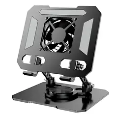 IRM - Soporte Para Laptop Notebook Y Tablet De Aluminio Ajustable Base Giratoria 360 Ventilador Usb