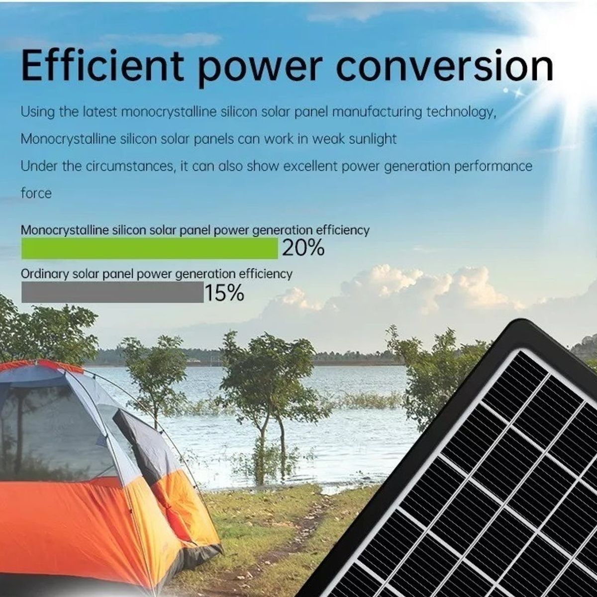 GENERICO - Cargador Panel Solar 8w 6v Celular Energía Solar Camping 220059